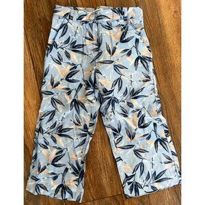 Mayoral Size 8 Blue Tan Printed Cropped Wide Leg Pants Adjustable Waist Vacay